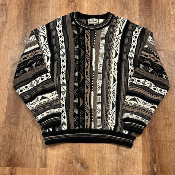 Vintage Cotton Traders Sweater Mens Large Coogi Style 3D Chunky Knit Crewneck - Picture 1 of 6